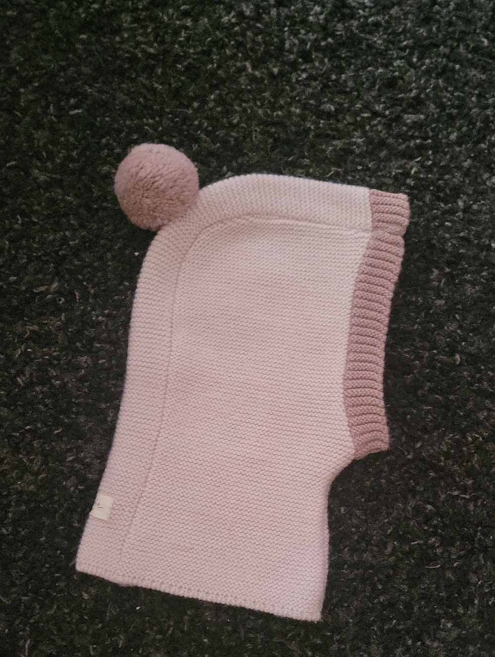 Children's Knit Pom-Pom Hood in Soft Pink